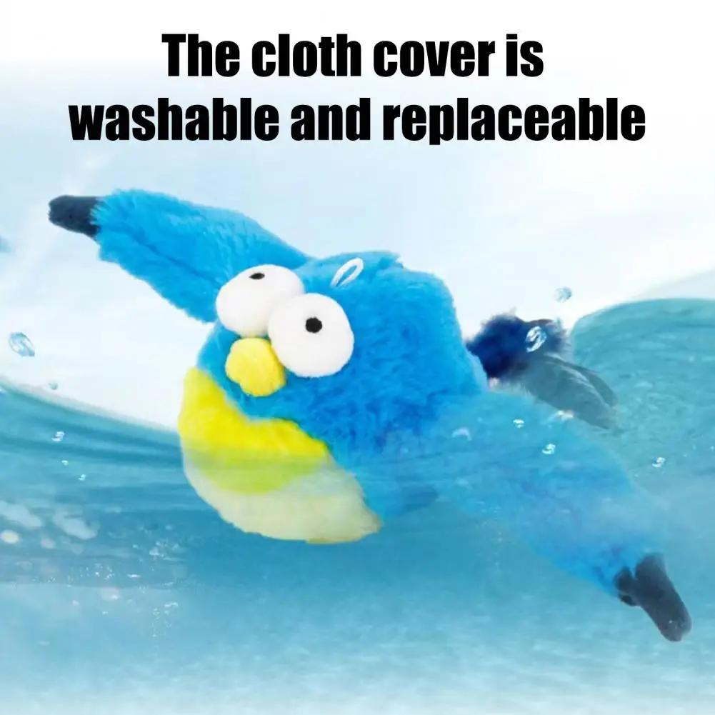 Juguete de pájaro batiente para gatos, gorrión batiente recargable con sonidos chirriantes, hierba gatera, pájaro de peluche interactivo, juguete para gatos - imagen 2