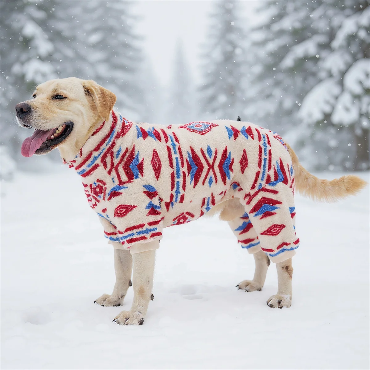 Ropa cálida de invierno para perros, pijamas de lana para perros, monos geométricos de lana Sherpa para perros, jersey a prueba de viento, abrigo grueso para perros pequeños y grandes