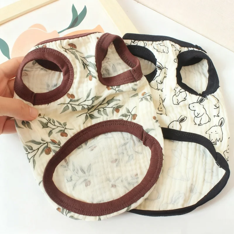 Chaleco con estampado de dibujos animados para perros, ropa de algodón a la moda para perros, sudaderas finas transpirables para cachorros, jerséis de verano para gatos, chaleco para mascotas, ropa para caniche - imagen 5