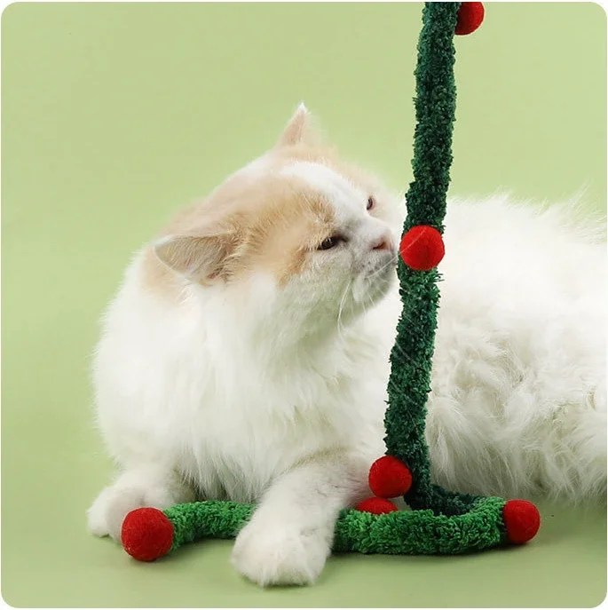 Juguete para gatos, varita rompecabezas de plumas para gatos, juguetes interactivos para gatos, oruga divertida, varilla colorida, varita rompecabezas de bolas de pelo de Navidad, suministros para mascotas - imagen 2