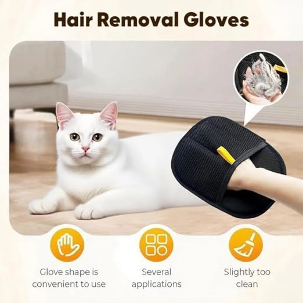 Guantes de eliminación de mascotas, removedor de pelo electrostático reutilizable para perros y gatos, herramienta de aseo, guantes de depilación electrostáticos bidireccionales - imagen 2