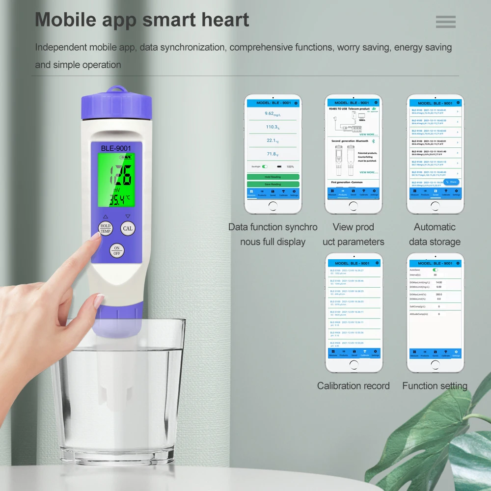 Medidor ORP Bluetooth BLE-9001 probador inteligente de calidad del agua temperatura/ORP Monitor en línea Control por aplicación analizador de agua para piscina acuario - imagen 2