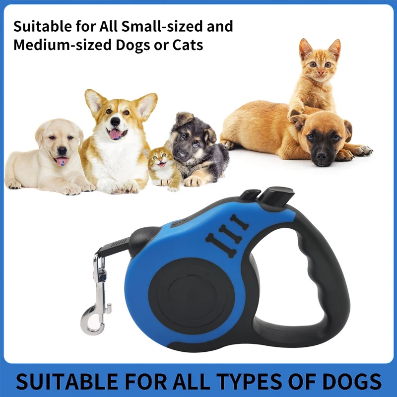 Cuerda de tracción automática para mascotas, correa/cinta de nailon fuerte, 3m/5m, cuerda retráctil para perros pequeños y medianos - imagen 4