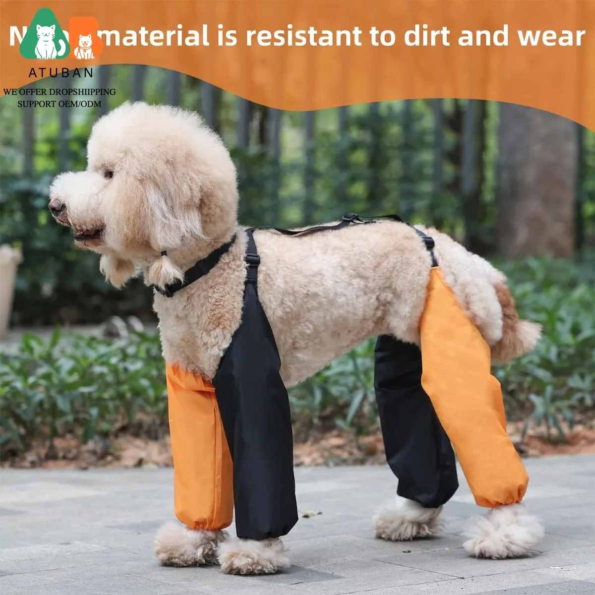 ATUBAN Mangas para Perros Fundas Impermeables para Pernas con Tirantes, para Nieve, Lluvia, Caminar al Aire Libre, Polainas Lavables con Tirantes para Perros - imagen 4
