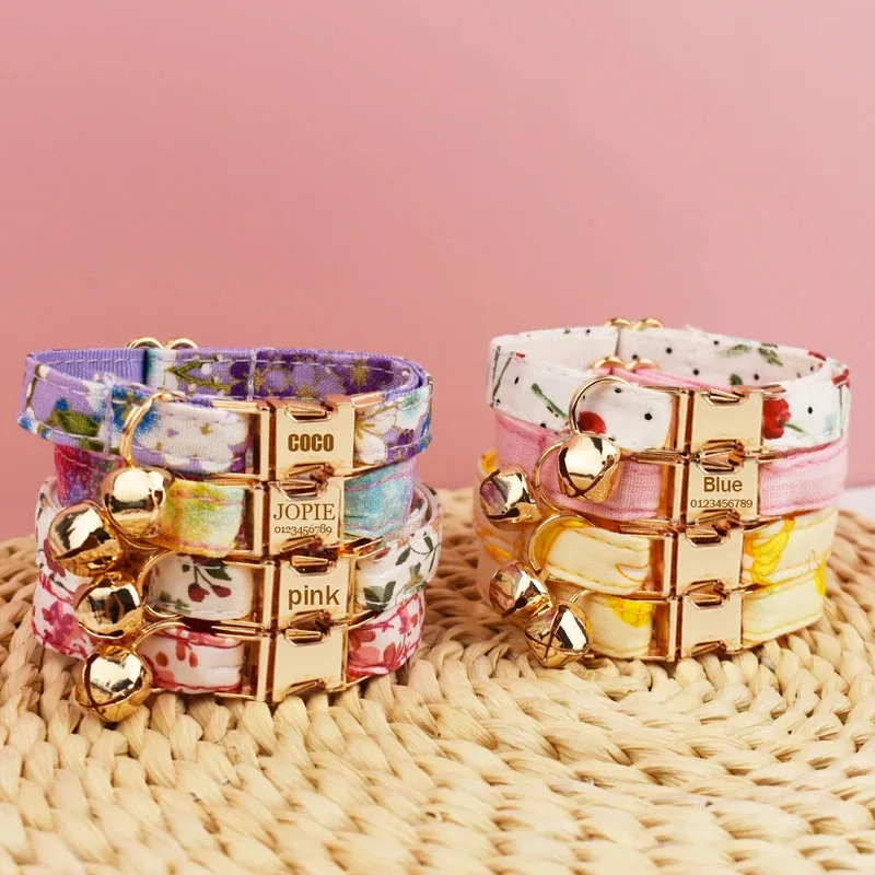 Collar de gato tallado ajustable, seguro, personalizado, nombre personalizado, suave y antipérdida, adecuado para perros pequeños, 1 ud.