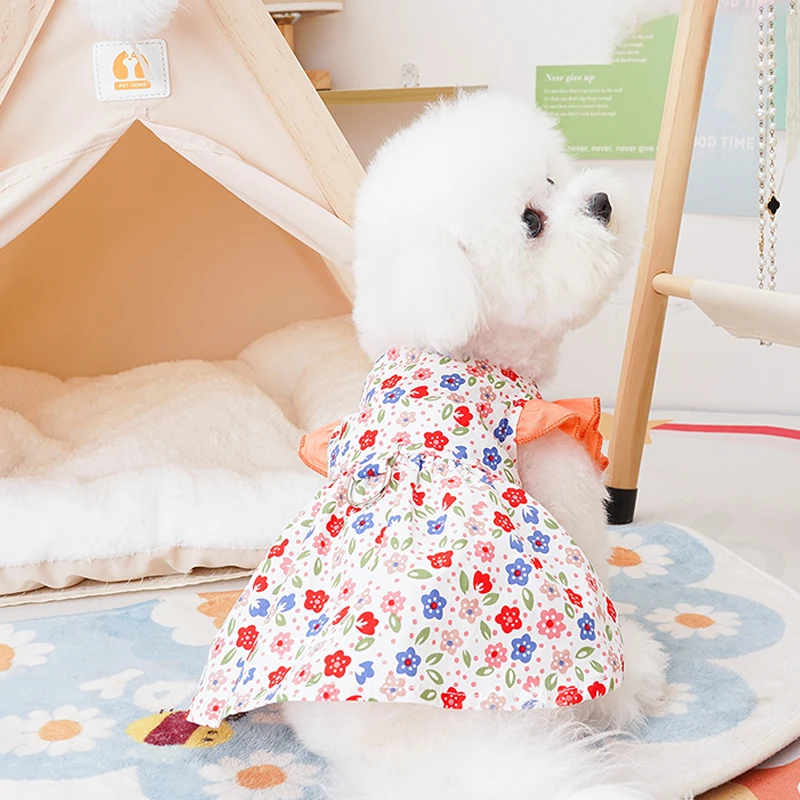 Ropa para perros, vestido Floral de verano para perros, chaleco para cachorros, falda de lujo para perros, vestido de algodón para gatos, Chihuahua Bichon, ropa para perros y gatos, ropa para mascotas - imagen 2