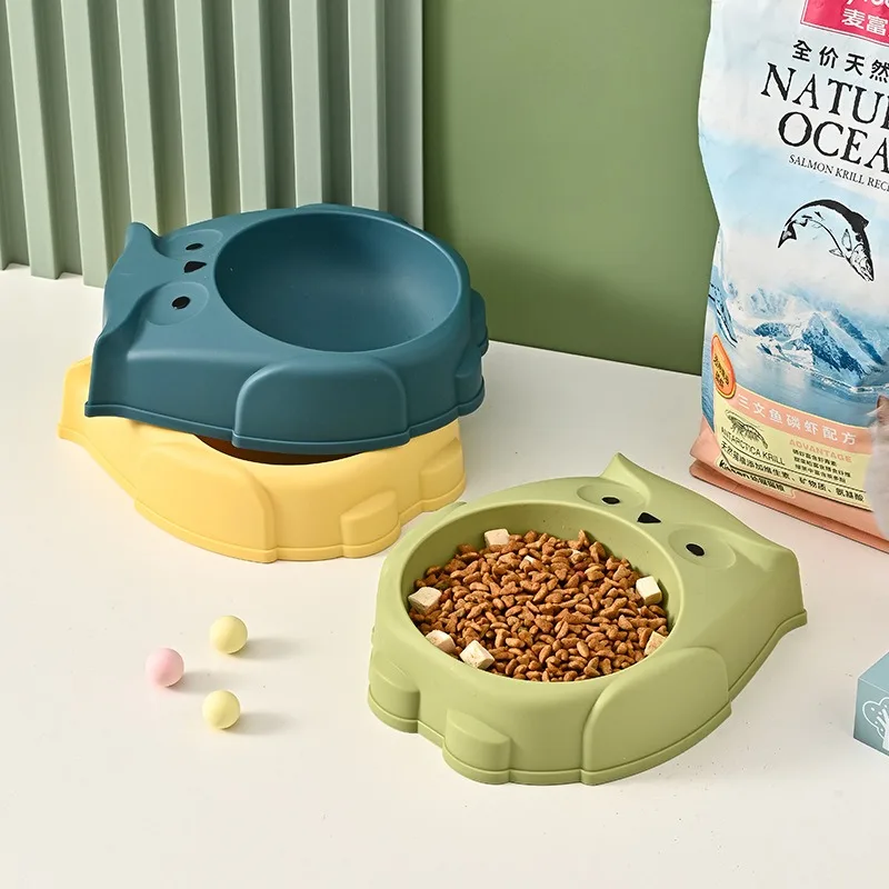 Cuencos alimentadores para mascotas para gatos, platos antigolpes de plástico, contenedor de agua para perros, suministros para beber para gatitos, vajilla con forma de búho para cachorros - imagen 4