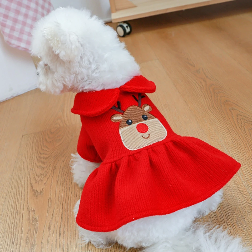 Christmas Dog Dress Santa Claus Dog Skirt Xmas Puppy Costume Christmas Outfit Dog Girls Winter Clothes Red Skirt Hoodies - imagen 2