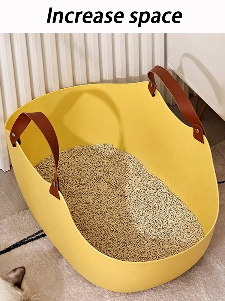 Cestas de cama grandes para gatos, manijas portátiles de PE, colcha para gatos, cajas de arena semicerradas para arena para gatos, inodoro para gatitos sin salpicaduras, cuchara para arena para gatos - imagen 3