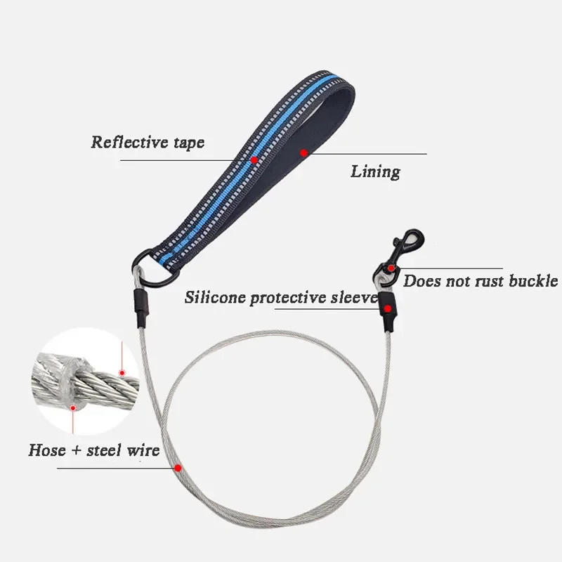 Collar de alambre para mascotas, arnés reflectante de acero antimordedura, suministros de entrenamiento para perros grandes, accesorios Golden Retriever, herramientas de salida - imagen 3