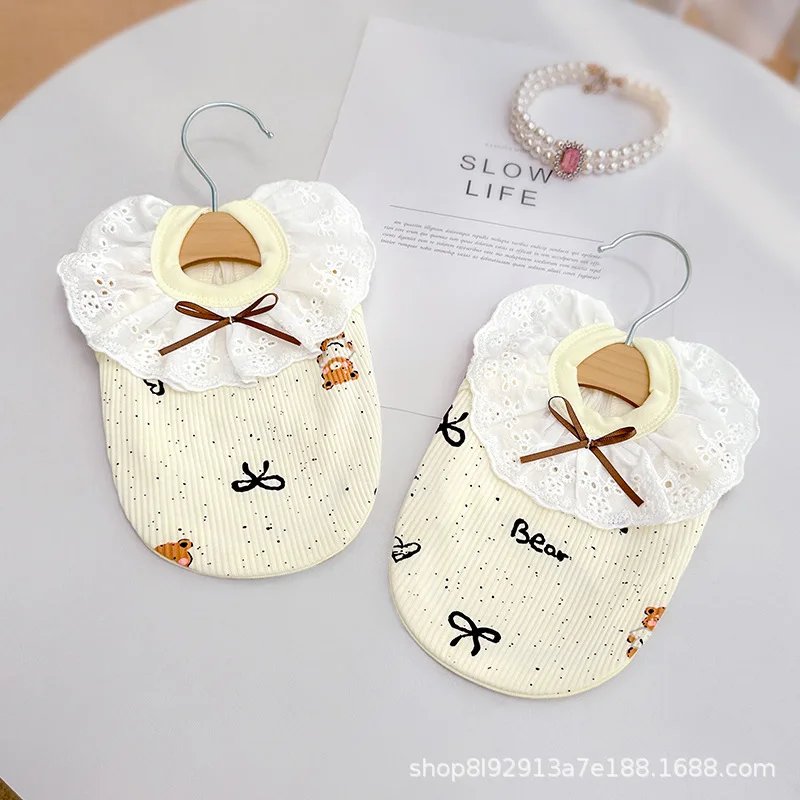 Chaleco con lazo de primavera para mascotas, Collar de encaje para perros, chaleco de peluche para perros pequeños, vestido para gatos, ropa para cachorros, accesorio para perros pequeños - imagen 2