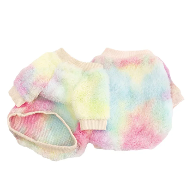 Sudadera con capucha de felpa con gradiente de Color caramelo para mascotas, traje cálido de dos patas para otoño e invierno, jersey bonito para mascotas, abrigo para gato y cachorro - imagen 5