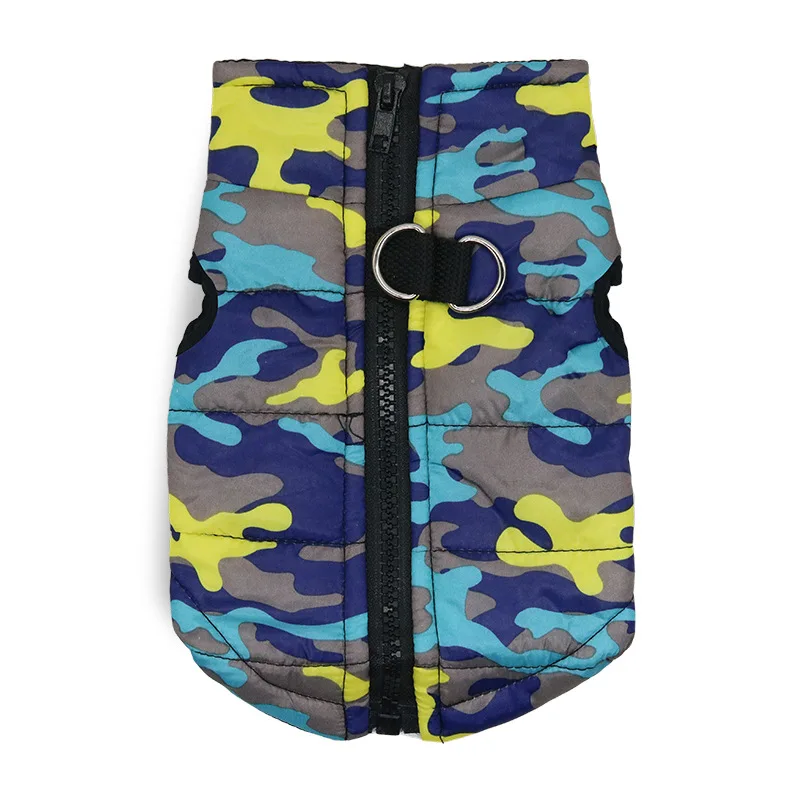 Ropa de camuflaje para perros, chaqueta acolchada de algodón para exteriores, chaleco multicolor, ropa cálida impermeable, Otoño e Invierno - imagen 4