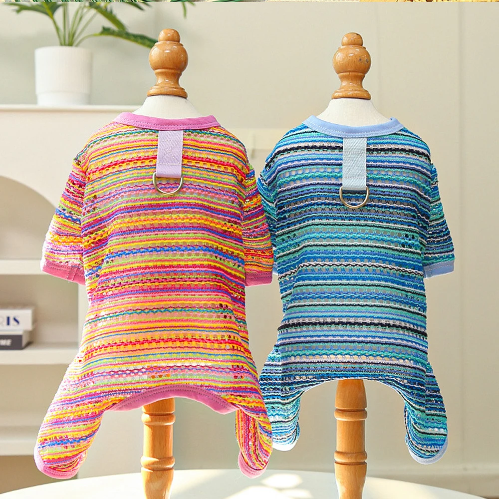 Chaleco de rayas con anilla para gatos y perros pequeños - imagen 4