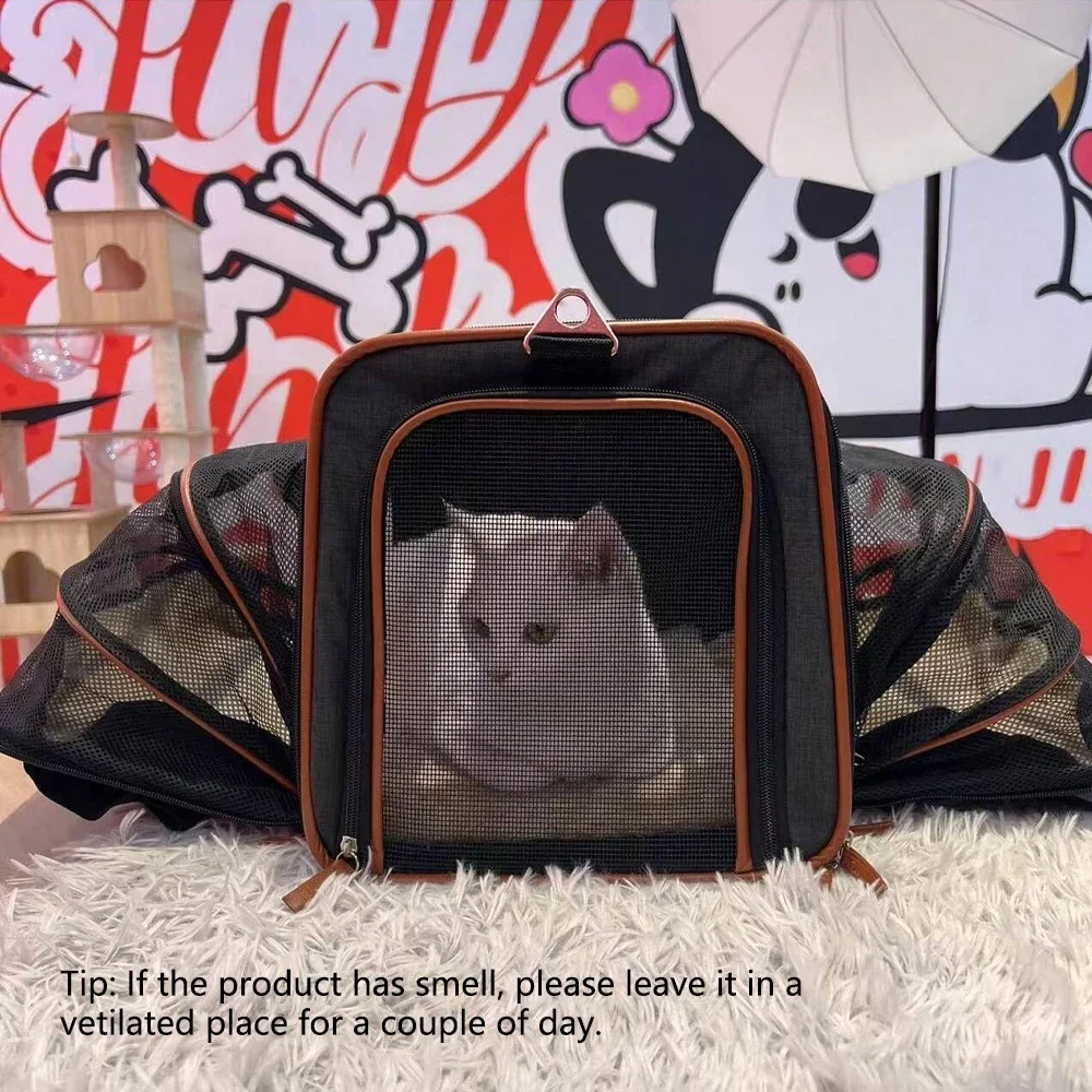 Portador para gatos/perros expandible de doble cara con almohadilla de felpa extraíble, favorece las regulaciones de mano de la aerolínea, para gatos/perros pequeños - imagen 2
