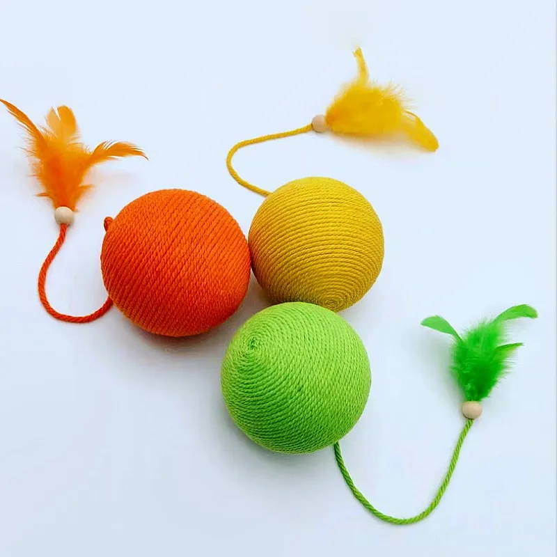 Juguete para gatos, juguetes interactivos de plumas para gatos, pelota de cuerda de algodón grande, juguetes para gatos, palos, juguete para gatos con campana, molienda de dientes, productos para mascotas - imagen 4