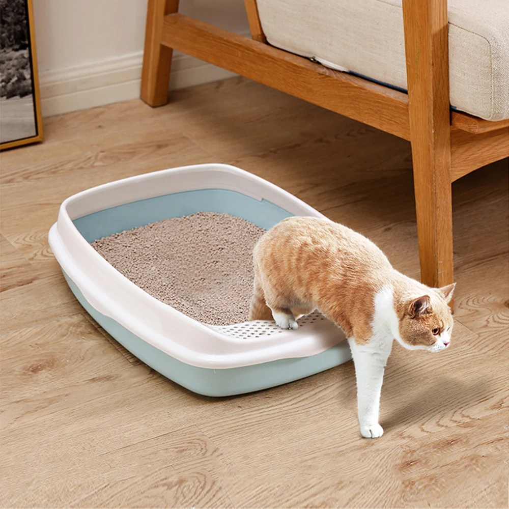 Caja de arena antisalpicaduras para gatos, orinal de plástico con cuchara, para entrenamiento de excrementos de perros pequeños, inodoros para mascotas - imagen 3