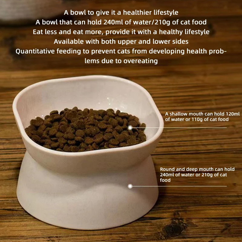 Cuenco de comida para gatos/perros de doble uso, comedero elevado antivómitos para gatos, cuencos de alimentación de plástico para perros sin estrés - imagen 2