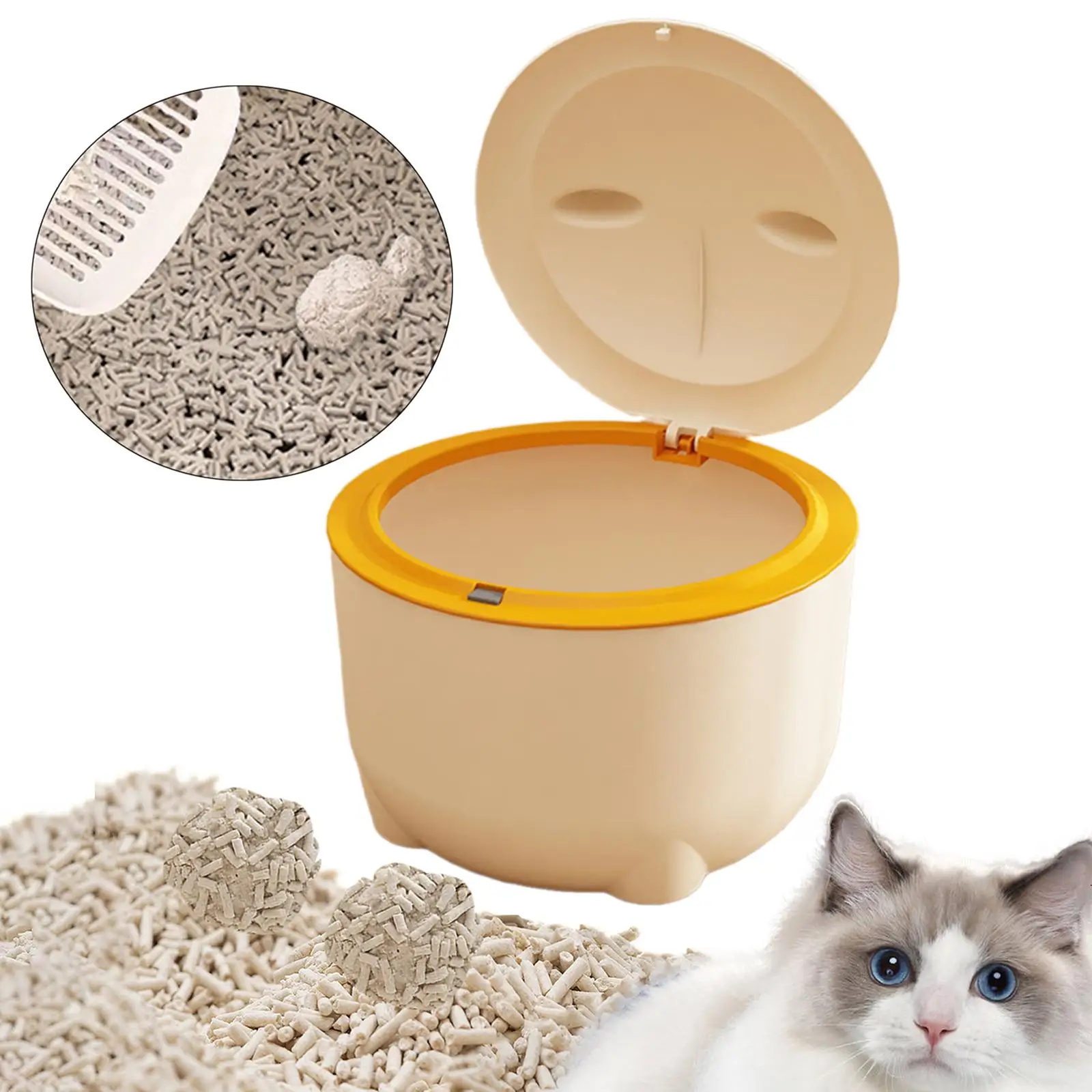 Cat Litter Trash Can with Lid Trash Container Kitten Potty Cat Litter Tray for Indoor Cats Small Animals Pet Accessories - imagen 4