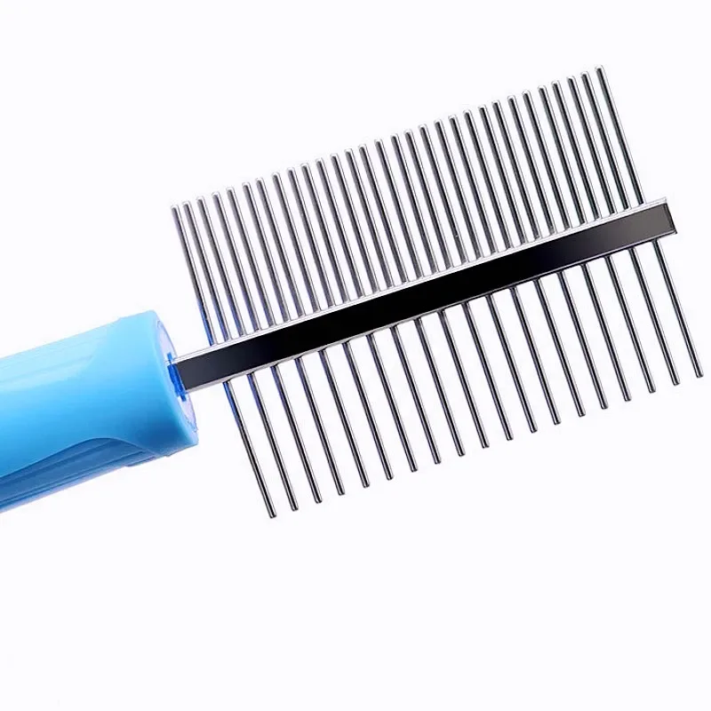 Peine para perros, removedor de pelo para mascotas, cepillo de pelo de acero inoxidable para perros, peines con mango cómodo para perros, cepillo de aseo, peine, suministros para mascotas - imagen 3