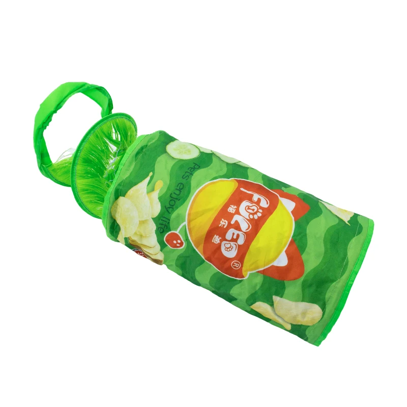 Juguetes de túnel plegables para gatos, juguete interactivo portátil para ocultar y buscar al interior con patatas fritas y golosinas, juguete de taladro con patrón para gatos