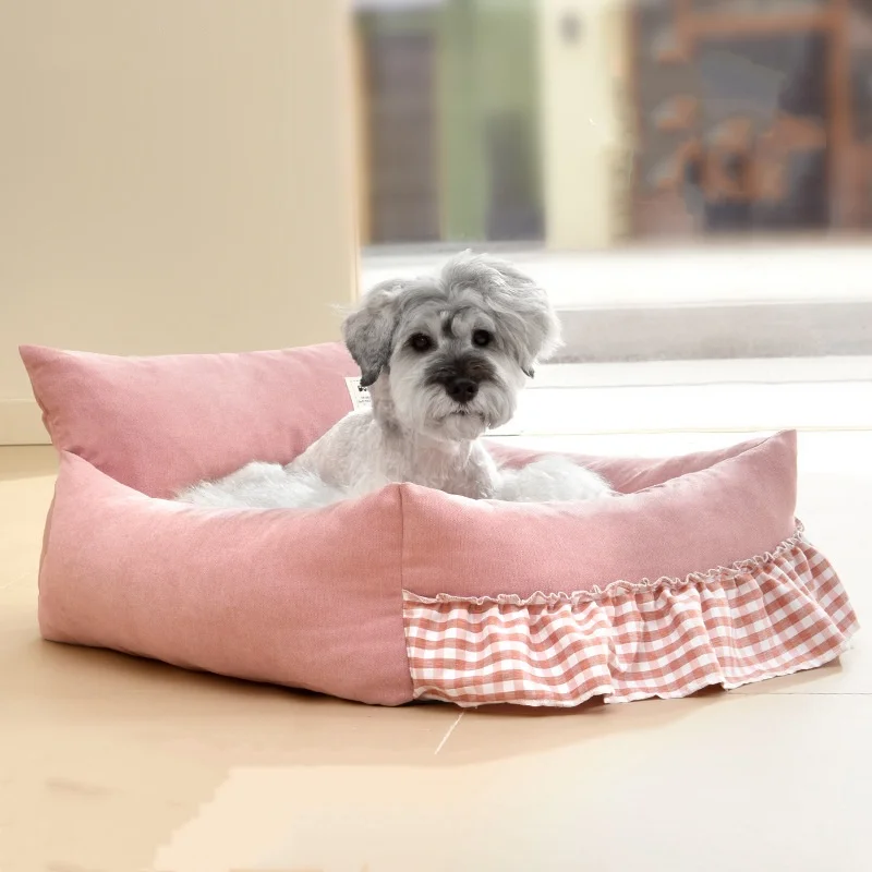 Sofá cama para mascotas con respaldo alto, cama Universal para mascotas para perros pequeños, cama para gatos extraíble y lavable con cojín, cálida para invierno - imagen 2