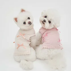 Ropa de verano para gatos y perros: camiseta con encaje suave