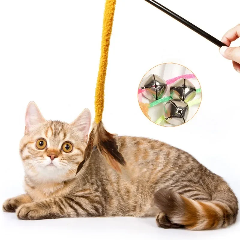 Juguete para gatos, tira de felpa, juguetes para gatos, pluma interactiva, palo para gatos, palos de plumas resistentes a mordeduras, juguete para gatos con campana, productos para mascotas - imagen 2