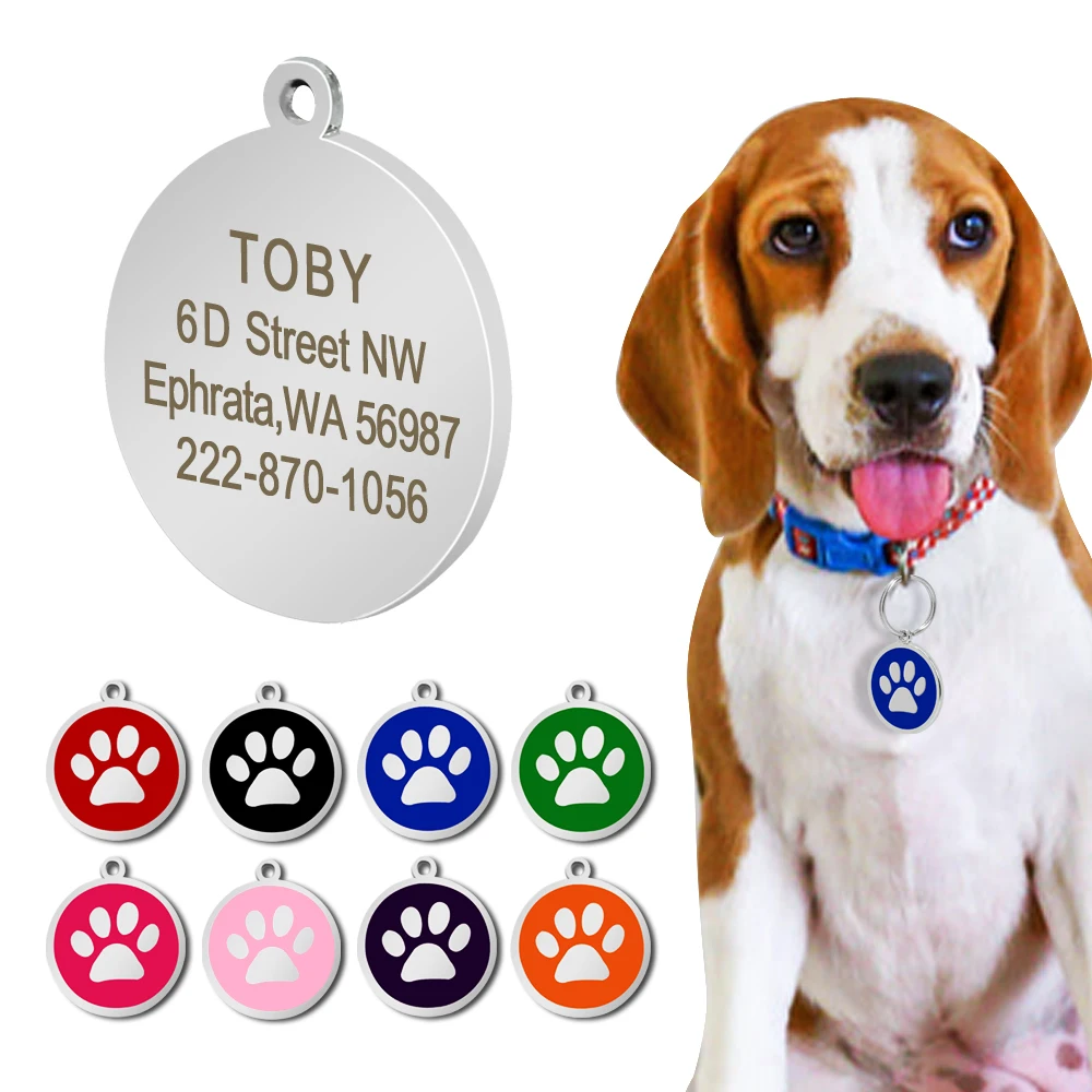 Etiqueta personalizada antipérdida para perro y gato, colgante para Collar de mascota con grabado gratuito, accesorios para mascotas - imagen 4