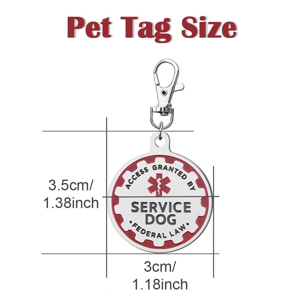 Etiqueta de servicio para perros, símbolo de alerta médica roja, Collar colgante de Metal para mascotas, etiquetas ESA para perros grandes y pequeños, accesorios de decoración - imagen 3