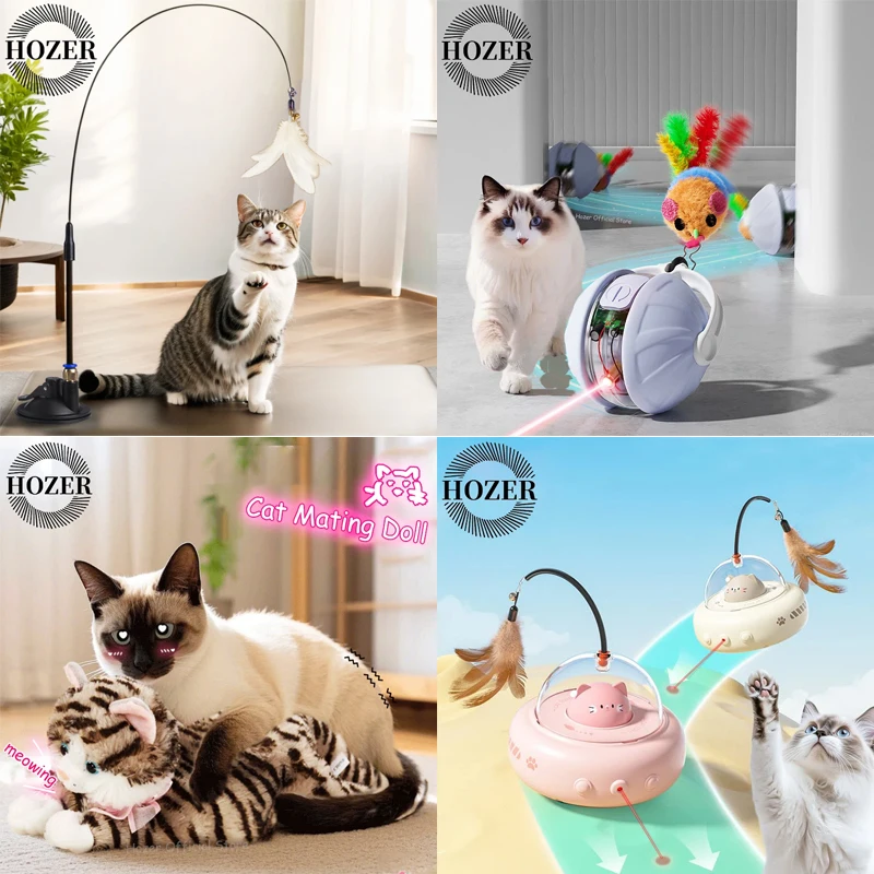 Juguetes interactivos para gatos con varita, ratón, campana y pelota - imagen 2
