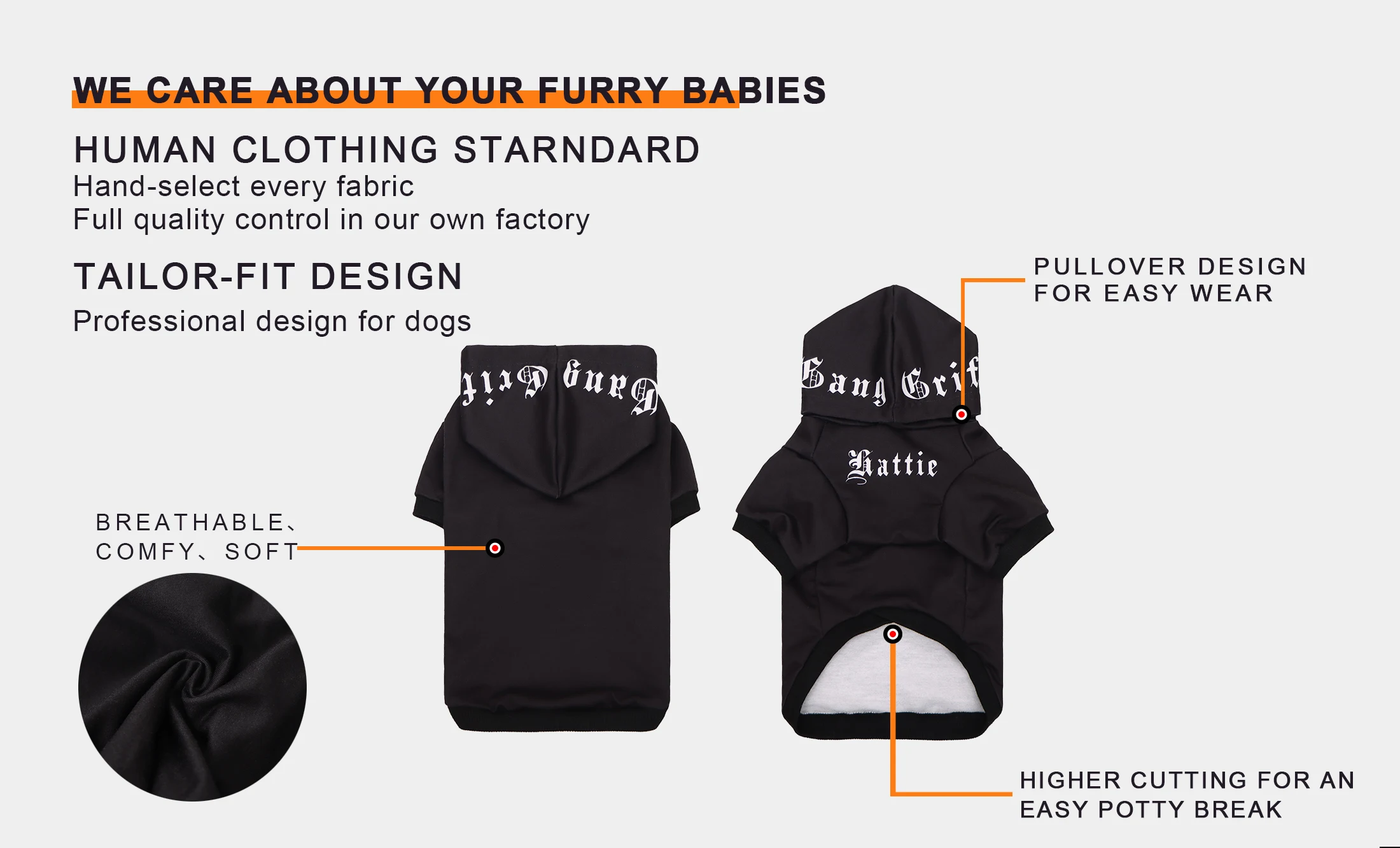 Sudadera negra con capucha para gatos