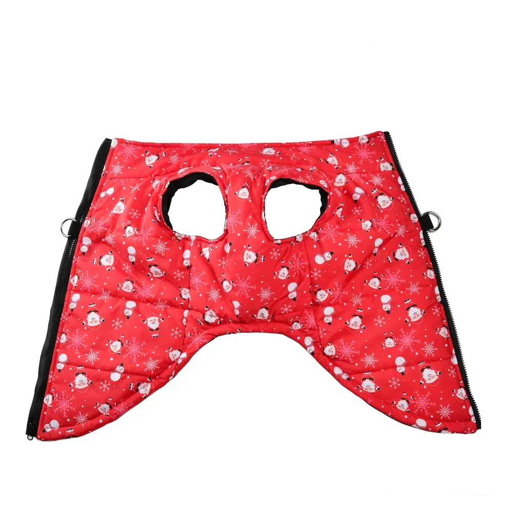 Chaqueta impermeable para mascotas para Navidad, abrigo cálido de invierno para perros pequeños y medianos, trajes de Bulldog con estampado de Papá Noel para Año Nuevo - imagen 3