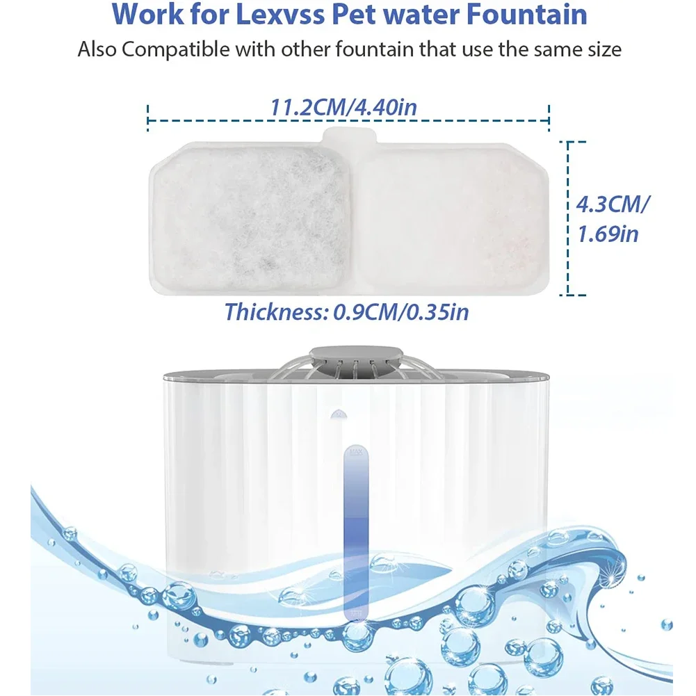 Filtros de fuente de agua Filtro de repuesto, carbón activado de coco para dispensador de agua para perros y gatos, 6 piezas, 12 piezas - imagen 2