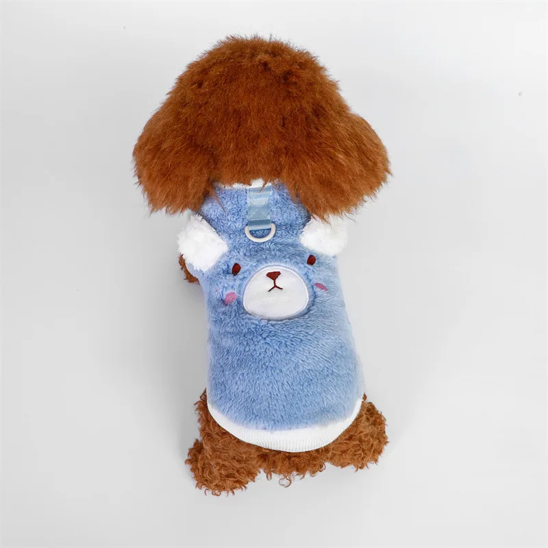 Sudadera con capucha de oso para mascotas, ropa para perros de dos piernas de terciopelo, abrigo de otoño/invierno, ropa para perros pequeños, ropa para cachorros - imagen 3