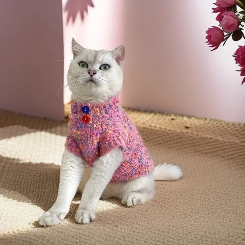 Perro tejidos nuevos gorro de colores hilo bolsillo oso suéter ropa de peluche pequeña y mediana - imagen 4