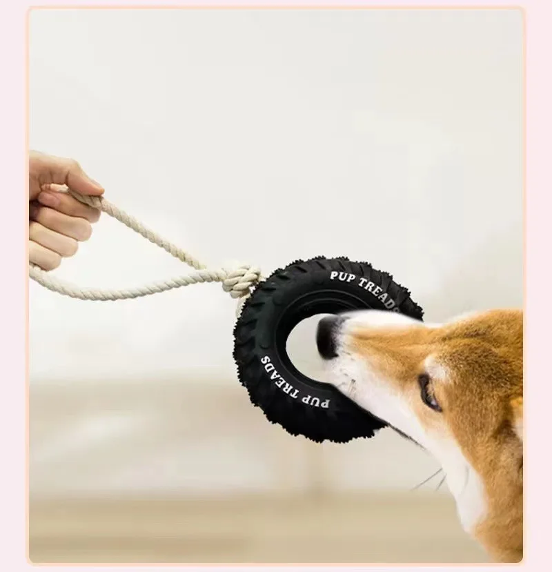 Juguetes para perros, neumáticos de goma resistentes a mordeduras, entrenamiento interactivo para herringear bordes, rechinar los dientes, roer los juguetes para perros grandes - imagen 5