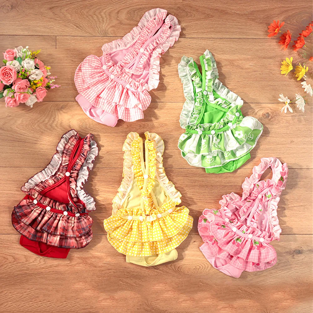 Lindos pantalones fisiológicos para perros y mujeres con encaje, bragas lavables para mascotas, pantalones cortos de seguridad para perros Schnauzer, caniche y gatos, productos para mascotas - imagen 3