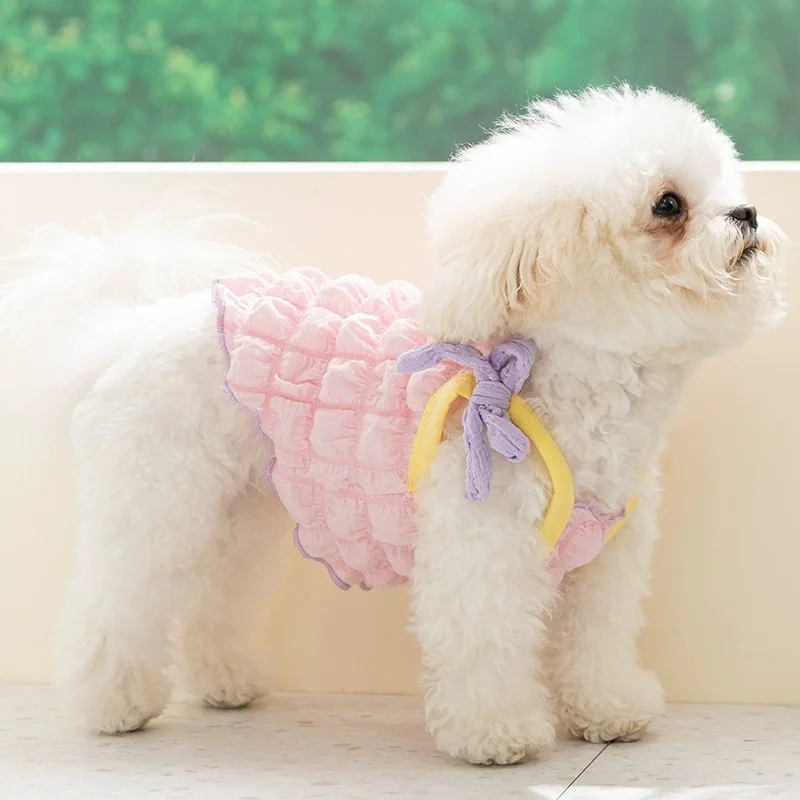 Vestido de burbujas veraniego para perros y gatos – Falda con lazo