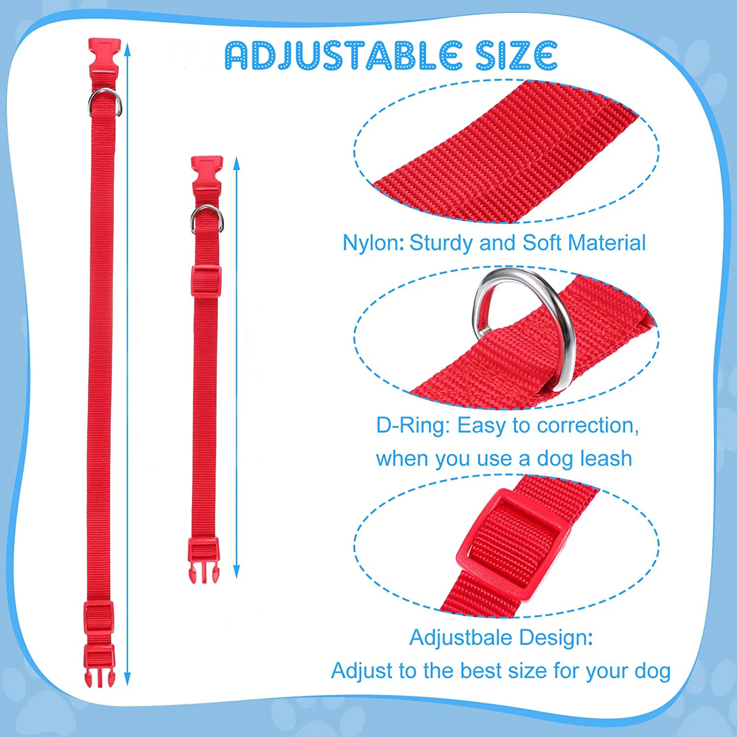 Correa duradera para perros, correa suave de poliéster para perros pequeños, medianos y grandes, Collar básico ajustable para cachorros, accesorios para mascotas - imagen 4