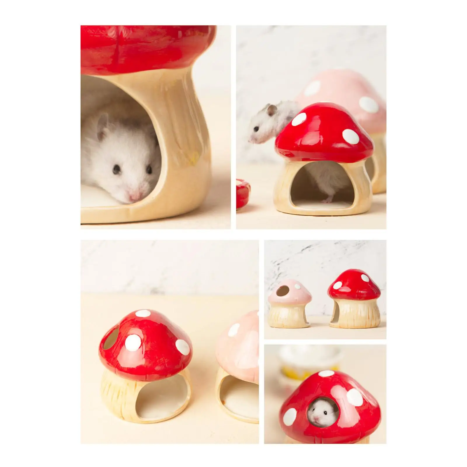 Ceramic Hamster House, Hamster Hideout, Cute Mushroom Shape Feeding Bowl for