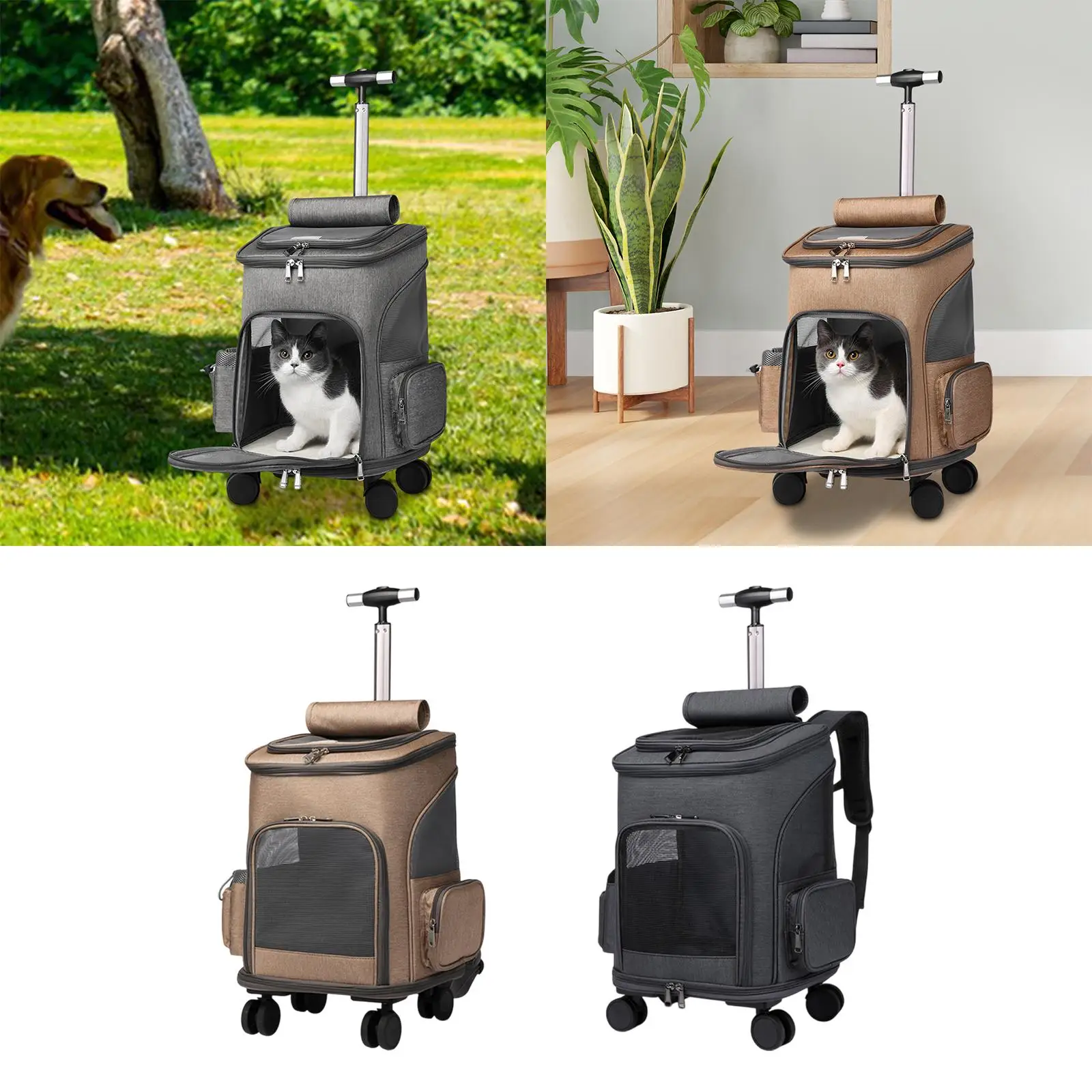 Maleta con ruedas para gatos, bolsa de transporte, bolsa de viaje al aire libre para perros, gatos, animales pequeños - imagen 2