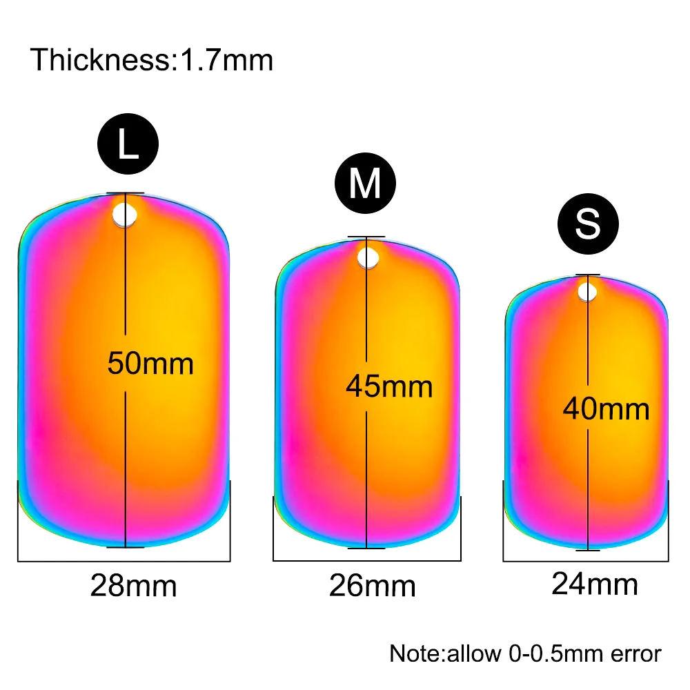 100 Uds. Etiqueta de identificación de acero inoxidable arcoíris para perro mascota placa de identificación personalizada antipérdida llavero de Metal colgante dijes accesorios de regalo - imagen 5