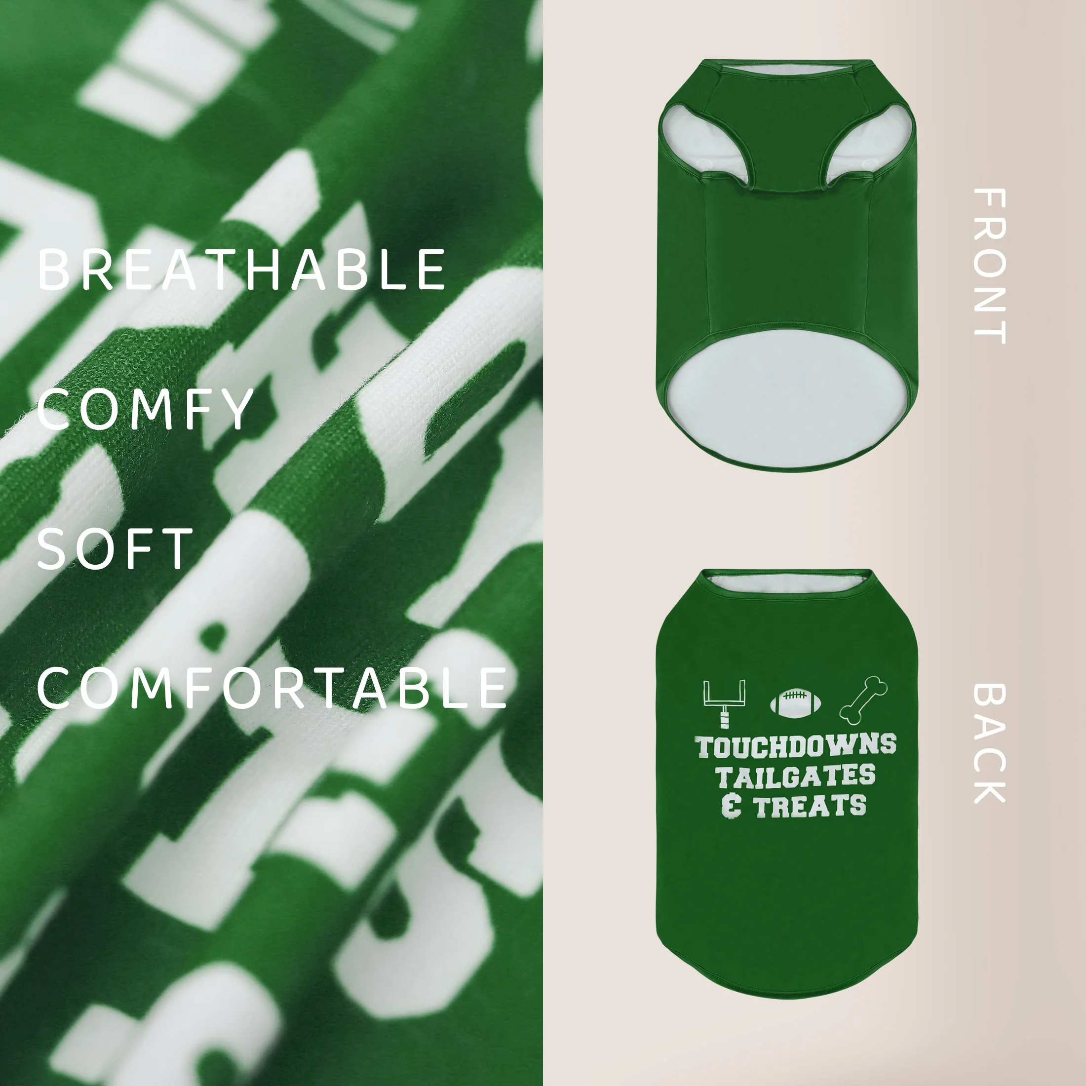 Chaleco de fútbol para perros, camisetas gráficas para mascotas, camiseta sin mangas, ropa blanca/verde para perros pequeños/medianos - imagen 4