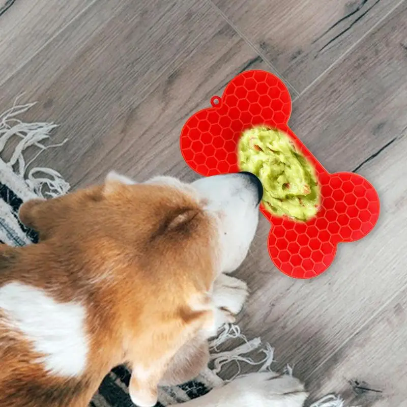 Estera para lamer para perros, estera para lamer perros en forma de hueso, alimentador lento, tazones para perros, 2 uds., almohadillas para lamer mantequilla de maní para perros, reductor de aburrimiento - imagen 4