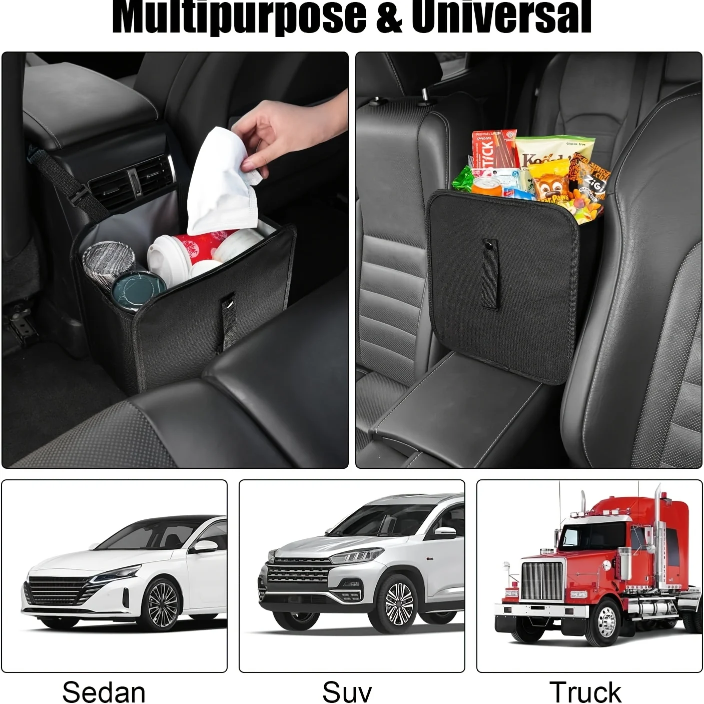Cubo basura portátil resistente para coche perro y gato con bolsas - imagen 2