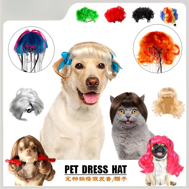 Peluca para mascotas, sombrero para gatos, vestido para perros y gatos, tocado divertido, accesorios para sombreros para mascotas, suministros para perros - imagen 2