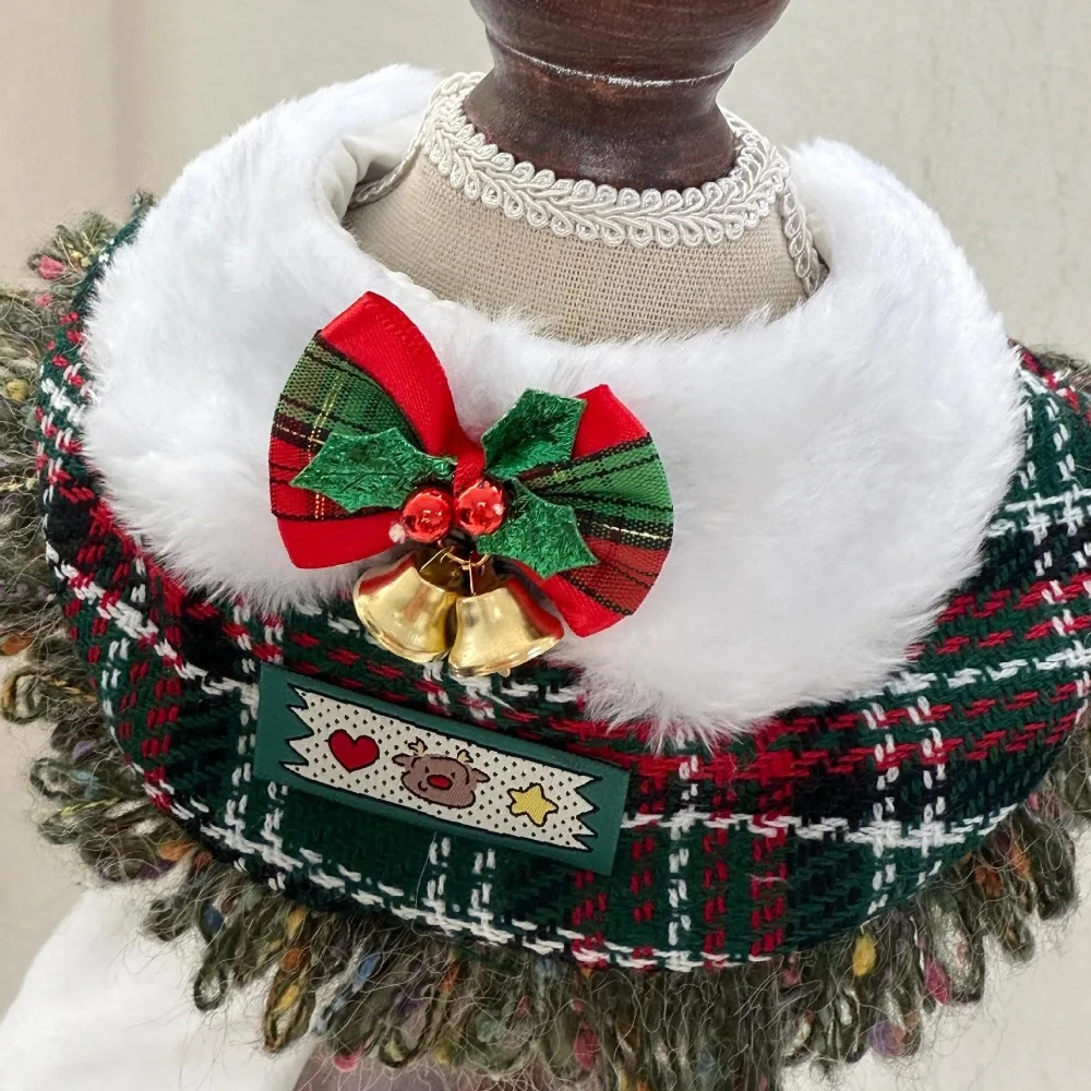 Bufanda de otoño e invierno para mascotas, chal de Navidad verde, bufanda para perros y gatos, Collar, corbata, decoración para mascotas, ropa para perros pequeños, ropa para cachorros - imagen 3