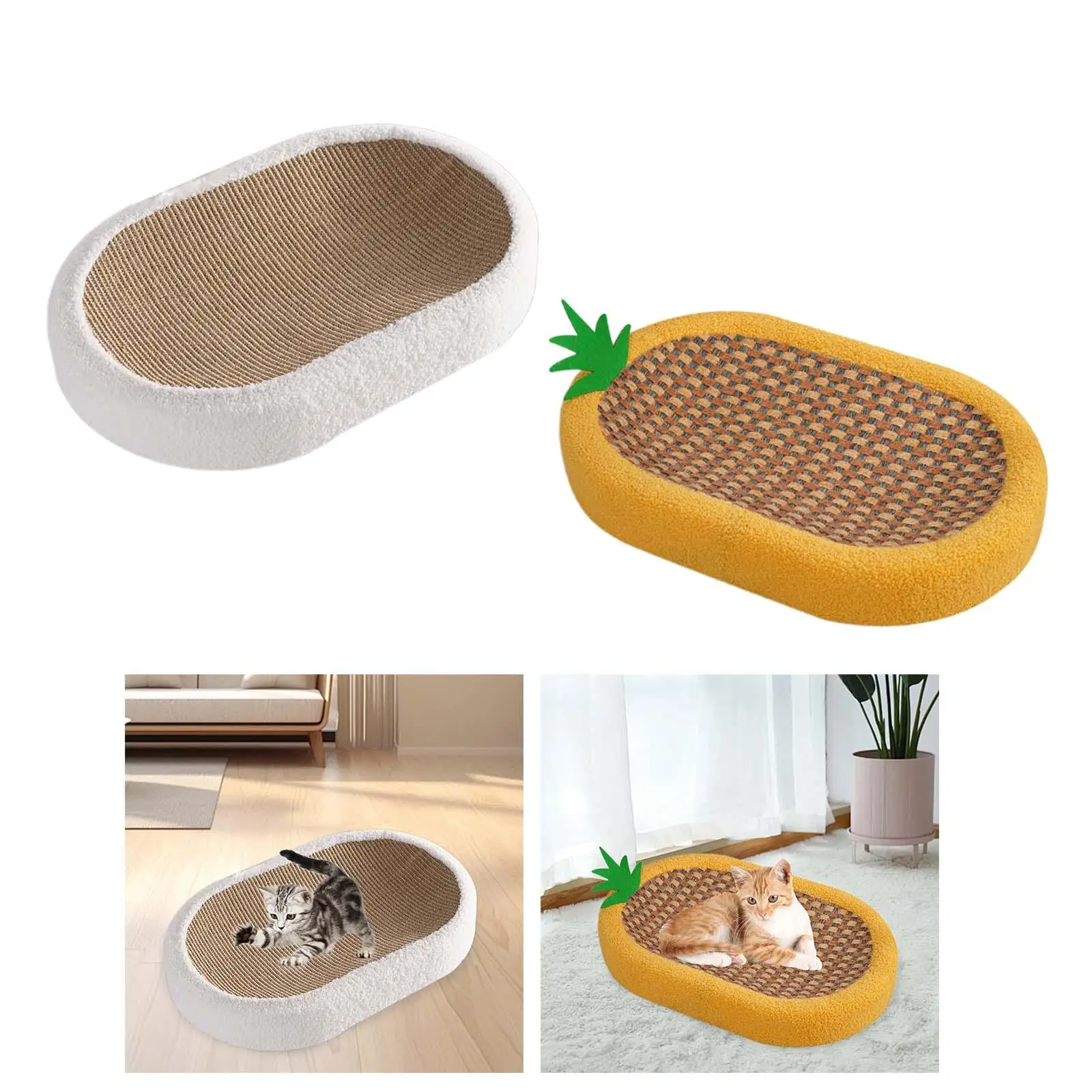 Cat Scratcher Lounge Bed Cat Scratcher Board Oval Sturdy Playing Cat Scratching Mat Sofa Furniture Protector for Pet Gift