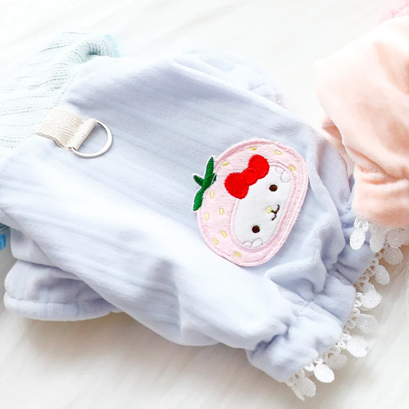 Abrigo de invierno para perros, ropa de algodón con diseño de fresa dulce, vestido de princesa para perros pequeños, peluche cálido para exteriores, Appare Bichon Chihuahua - imagen 3